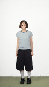 FLOWER STITCH T SHIRTS SKYBLUE
