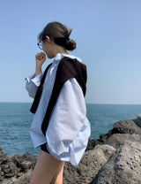 [BELLIDE MADE/Blocked sunlight] フェアリーサーチャーオーバーサイズフィットストライプシャツ