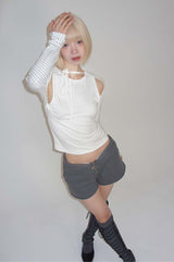 NECK STRAP TEE_DOT WHITE