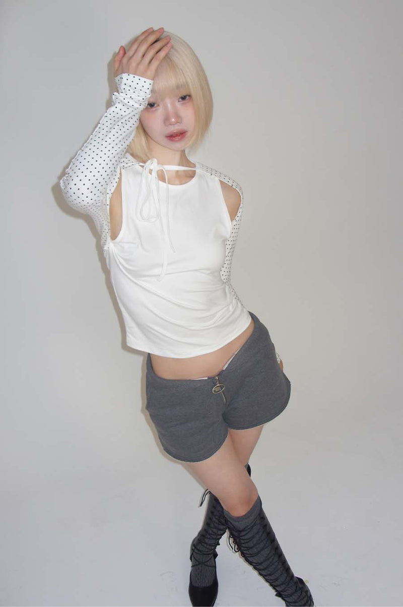 ネックストラップTシャツ_DOT WHITE