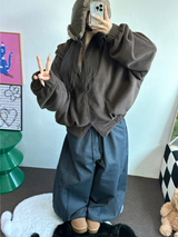 OVER BALLOON CURVE DENIM LONG PANTS 🖤💙2COLOR