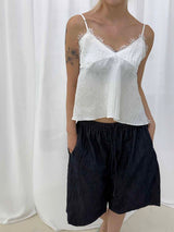 Linen denim bermuda pants(4color)