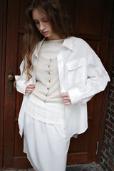 Seersucker check shirt, White