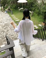Ennie loose fit gauze see-through shirt