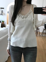 Satin Lace Sleeveless Top (2 colors)