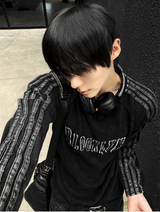 Vネックピグメントトラックブルックリン長袖Tシャツ