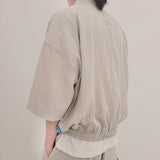 street shape shortsleeve zipup_beige