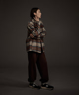 W COZY HAIRY CHECK JACKET NAVY