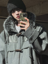 Free Raccoon Hood Duffle Coat