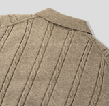 All-Day Cable Pattern Two-Button Collar Knit