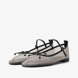 PINTUCK RIBBON FLAT IN GILDED BEIGE&BLACK