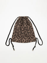 【MADE】boheme leopard knit string bag [mocha]