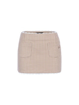 LOW-RISE CHECK LACE MINI SKIRT_Beige