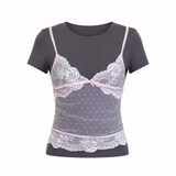 Sock Lace Bustier T-shirt