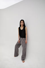 Linen oval neck knit, Black