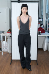 Lace Deep V-Knit (Charcoal)