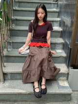 Kosel U-neck Side Shirring Short Sleeve Tee