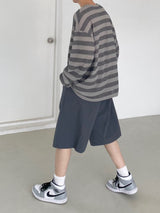 Nylon wide banding half pants 2C