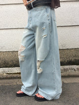 Formyu Damage Denim Washing Wide Pants