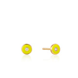 Neon Yellow Enamel Stud 925 Silver Ring Earring E040-03G-NY