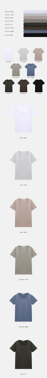 [MUSCLE FIT] U neck muscle half-shirts(8color)