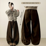 Rutte Corduroy Side Pin Tuck Slit Banding Wide Pants