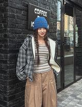 Bay Check Shearling Hooded Jumper