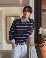 Kesio Multi-Stripe Henley Neck Knit