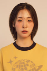 ユニバーサルプリント ½Tシャツ (yellow/navy)