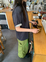 [unisex] スズナ ベーシック カラーマッチング ロールアップショートスリーブTシャツ