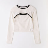 カットアウト クロップ T シャツ アイボリー