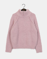 Zickle Loose Fit Half Zip-Up Boukle Knitwear