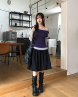 リジーツートーンレイヤードテンセル長袖Tシャツ