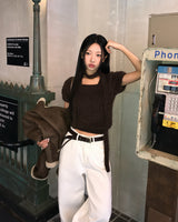[ORIGINAL] HOLLY TIE SHORT-SLEEVE KNITTED SET