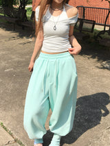 Deep Neck Halter Two Piece Layered Set (3c)