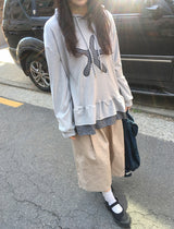 Nahin Check Patch Frill Hood Long Sleeve Tee