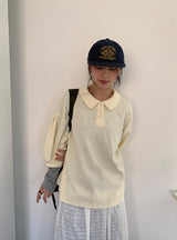 Melfi Waffle Shirring Collar Tee