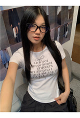 リボンレタリングラウンド半袖Tシャツ