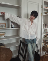 Marl flare denim pants
