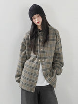 (UNISEX) Brany フランネルフードシャツ