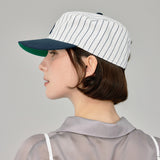 Leaf VZ Monogram Stripe Pillbox Cap / Navy