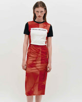 Embroidered Graphic Jersey Skirt _ RED