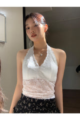 lingerie lace halter sleeveless top