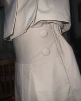 (2color) Tone-on-Tone Button Pintuck Flare Skirt