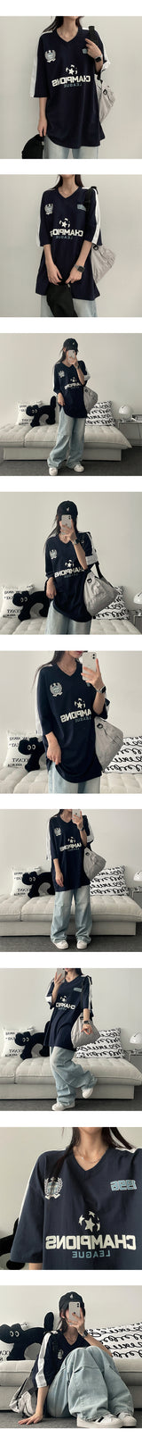 ザチャムVネックカラーTシャツ