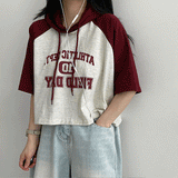 Girl's raglan short-sleeved cropped T-shirt