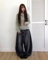 Bekil Henry Neck Collar Wool Long Sleeve Knit