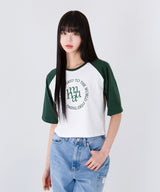 STITCH LOGO RAGLAN HALF T-SHIRT [3color]