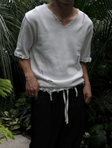 [S/S] Vacance damage v neck half knit(3color)
