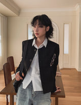 ドローイングストライプクロップシャツ